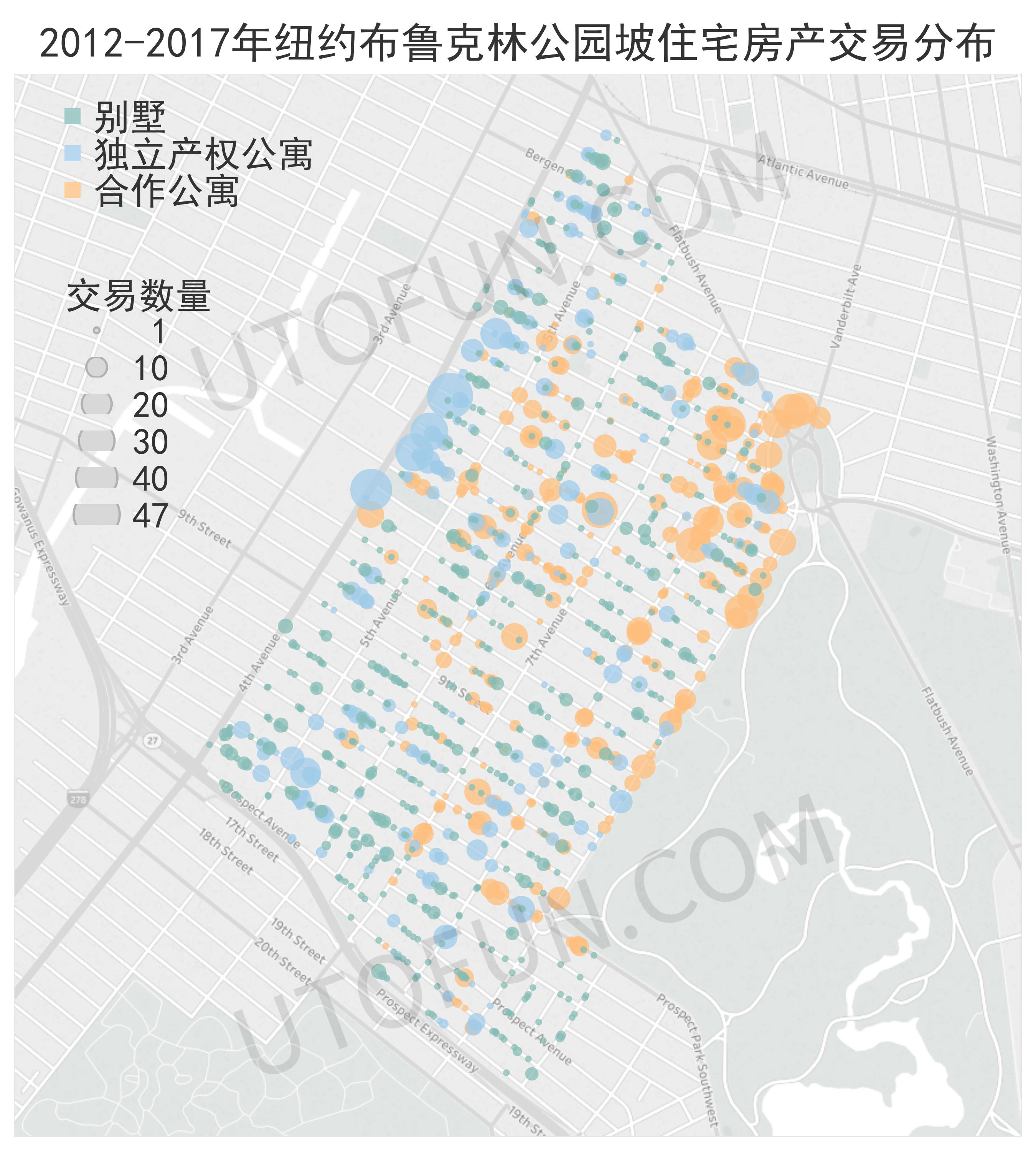 2012-2017公园坡住宅房产交易分布