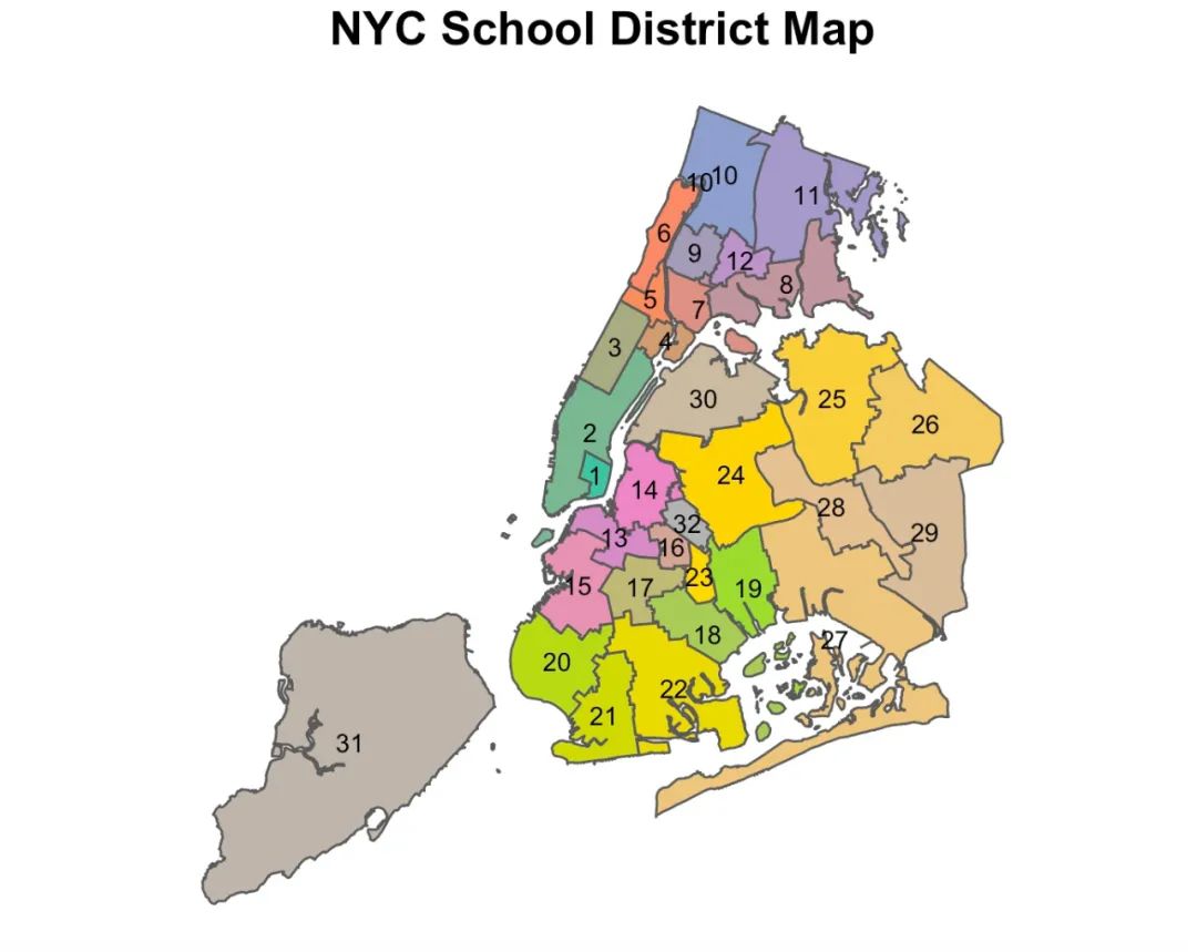 纽约学区划分地图
