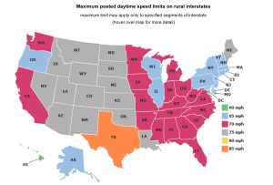 美國高速公路 限速地圖