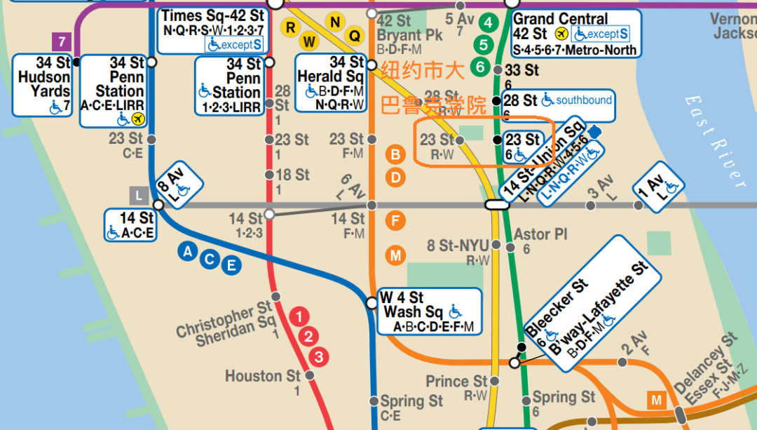纽约市立大学Baruch学院交通地图